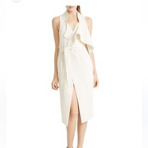 Halston Heritage Ivory Midi Wrap Dress